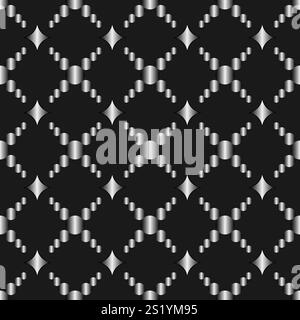 Seamless pattern. Simple minimal texture. Regularly repeating geometric tiles with rhombuses, circles. Stock Vector