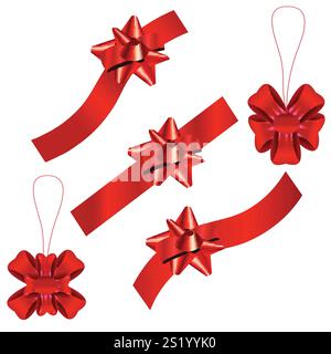 Vector set of bows and ribbons for decoration. EPS 10 Stock Vector