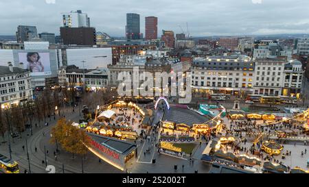 Aerial view of Piccadilly Gardens Christmas Markets Stock Photo