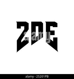ZDE letter logo design for technology company. ZDE logo design black and white color combination. ZDE logo, ZDE vector, ZDE design, ZDE icon, ZDE alph Stock Vector