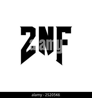 ZNF letter logo design for technology company. ZNF logo design black and white color combination. ZNF logo, ZNF vector, ZNF design, ZNF icon, ZNF alph Stock Vector