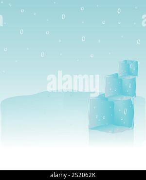 Vector blue background with elements of cubes and water drop. EPS 10 Stock Vector