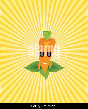 Carrot on mint leaves for your ideas. EPS 10 Stock Vector