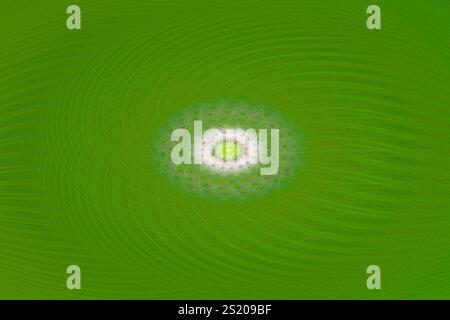 abstract woven flower bud or eye. seamless pattern. fine art texture embroidery look, 3d optic white on green. Stock Photo