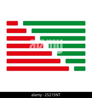 Red and green bars. Alternating color stripes. Horizontal line shapes. Flag inspired pattern. Stock Vector