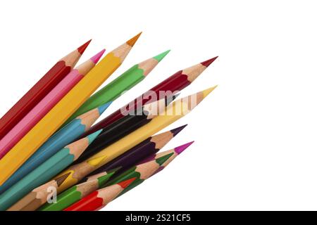 Many different coloured pencils against a white background Stock Photo