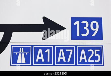 Information sign for motorways in Austria. Signposts and traffic signs Austria Stock Photo