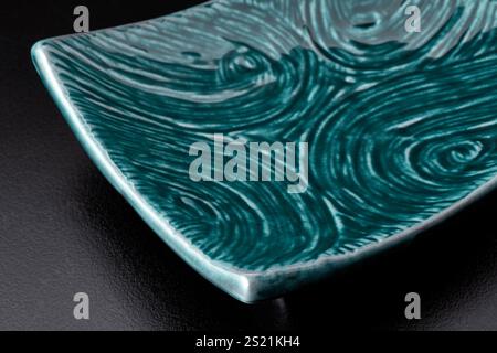 Japanese tableware-Dish-Black background-Copy space-Japanese style Stock Photo