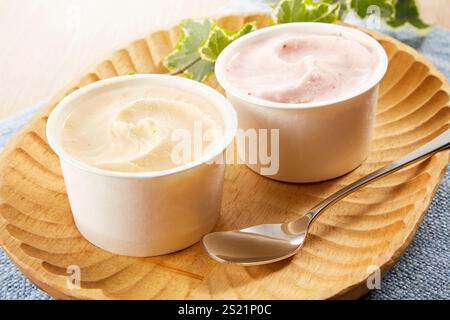 Ice cream (vanilla and strawberry) Stock Photo