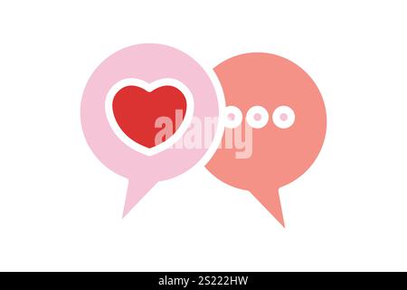 Talk icon. solid icon style. talk with heart. icon related to valentine. valentine day elements vector illustration Stock Vector