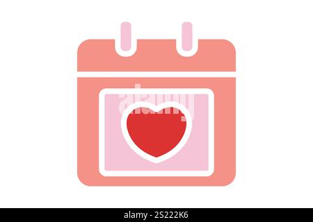 Valentine icon. solid icon style. calendar with heart. icon related to valentine. valentine day elements vector illustration Stock Vector