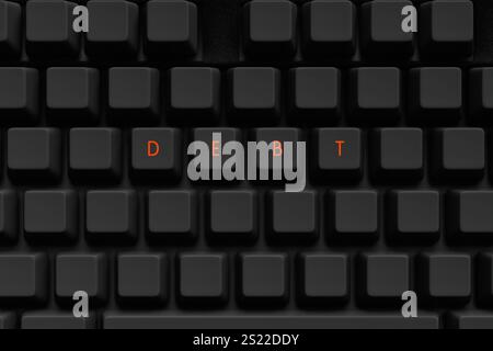 Black keyboard with the word debt in orange keys. Finance and business in the digital age. Captures economic challenges like investment and bankruptcy Stock Photo