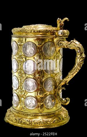 An ancient gold and silver drinking jar, displayed in the Art Gallery of Ontario (AGO). Stock Photo