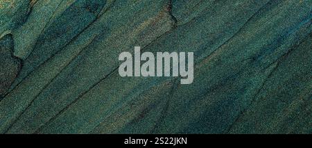 Abstract Blue-Green Glitter Background, Paint Brushstrokes Texture Stock Photo