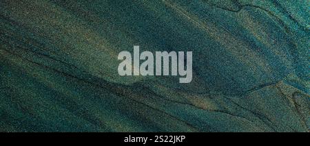 Abstract Blue-Green Glitter Background, Paint Brushstrokes Texture Stock Photo