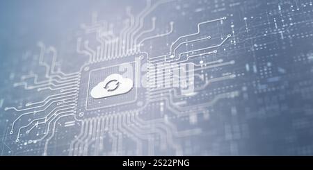 Cloud Enabling Scalable Solutions Illustrated on a Processor. Stock Photo