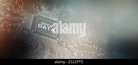 Open Data Concept and Big Data Analytics, Cloud Technology and Digital Transformation. Stock Photo
