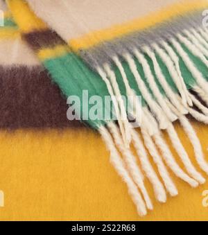 Fluffy striped multicolor stole close-up Stock Photo