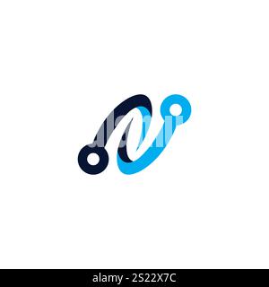 Letter N Technology Logo Design Stock Vector