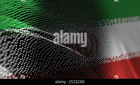 Iran digital technology flag cyber background. Iranian banner cyberattack and espionage concept illustration. Stock Photo
