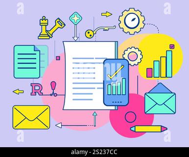 Liner office icons- Office graphics icons Stock Vector