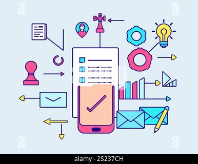 Liner office icons- Office graphics icons Stock Vector