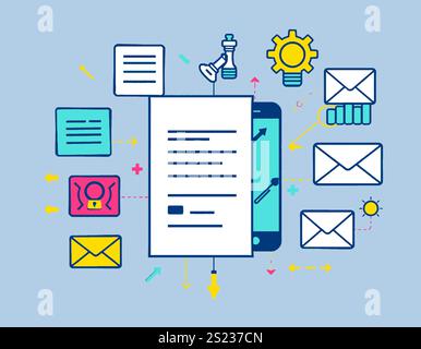 Liner office icons- Office graphics icons Stock Vector