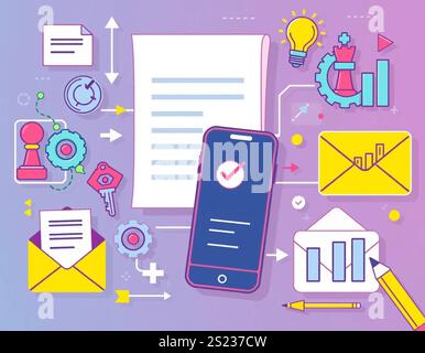 Liner office icons- Office graphics icons Stock Vector