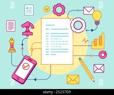 Liner office icons- Office graphics icons Stock Vector