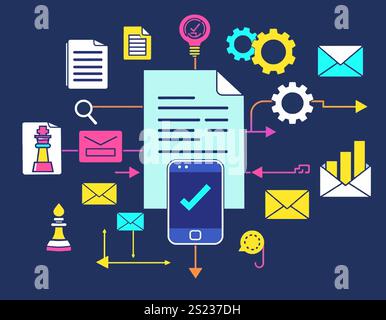 Liner office icons- Office graphics icons Stock Vector