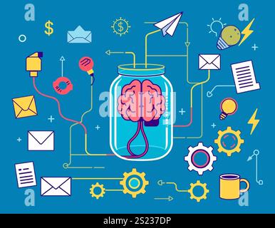 Linear startup and brainstorming vector illustration Stock Vector