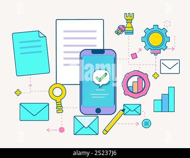 Liner office icons- Office graphics icons Stock Vector