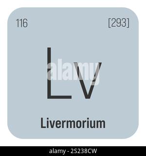 Livermorium, Lv, periodic table element with name, symbol, atomic ...