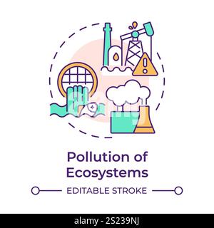 Pollution of ecosystem multi color concept icon Stock Vector