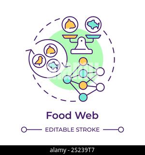 Food web multi color concept icon Stock Vector