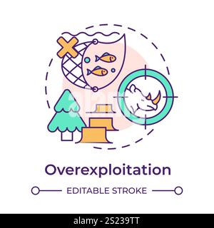 Overexploitation multi color concept icon Stock Vector
