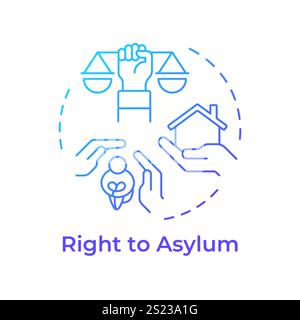 Asylum right blue gradient concept icon Stock Vector