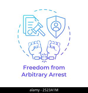 Arbitrary arrest freedom blue gradient concept icon Stock Vector