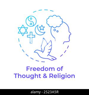 Religion freedom and thought blue gradient concept icon Stock Vector