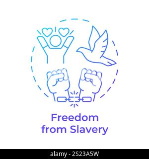 Slavery freedom blue gradient concept icon Stock Vector