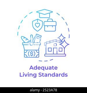 Adequate living standards blue gradient concept icon Stock Vector