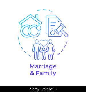 Marriage and family blue gradient concept icon Stock Vector