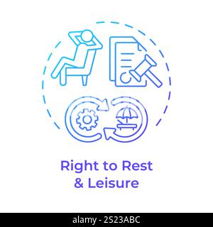 Right to rest and leisure blue gradient concept icon Stock Vector