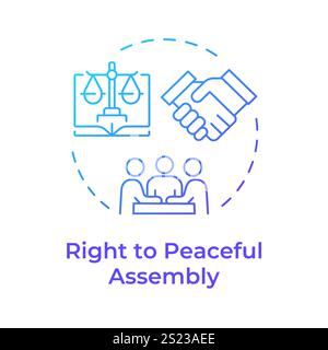 Peaceful assembly right blue gradient concept icon Stock Vector