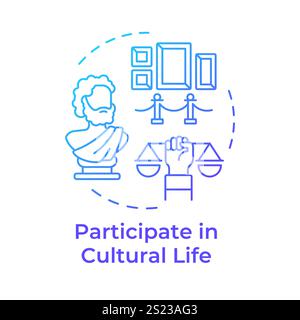 Cultural life participation blue gradient concept icon Stock Vector