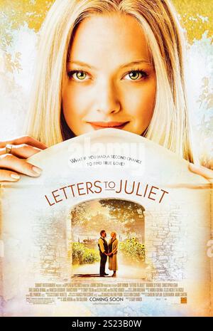 Letters to Juliet (2010) directed by Gary Winick and starring Amanda Seyfried, Christopher Egan, and Vanessa Redgrave. A romantic drama about a young woman who discovers a love letter in Verona and sets out to help its writer find her long-lost love. Photograph of an original 2010 US one sheet poster ***EDITORIAL USE ONLY***. Credit: BFA / Summit Entertainment Stock Photo