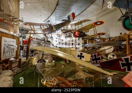 Fokker EIII Eindecker and other World War One aircraft, San Diego Air & Space museum, Balboa Park, US National Historic Place, San Diego, California Stock Photo