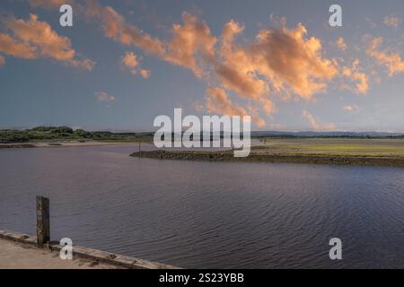 Irvine Harbour looking over past the old marine works to Ardeer in the far distance. Stock Photo