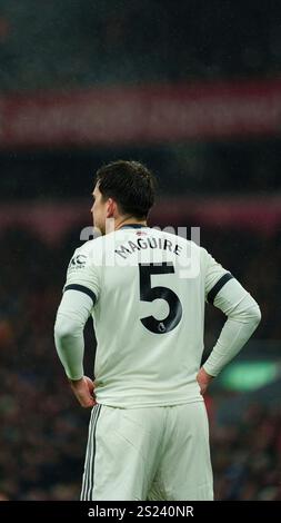 Manchester United's Harry Maguire is seen during the Premier League match between Liverpool and Manchester United at Anfield, Liverpool on Sunday 5th January 2025. (Photo: Steven Halliwell | MI News) Credit: MI News & Sport /Alamy Live News Stock Photo