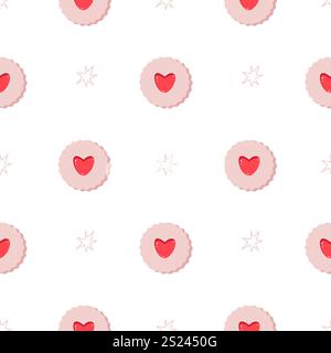Star pattern, cookies on a white background. Valentine's Day. Stock Vector